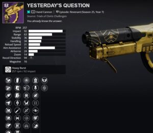 Destiny Yesterday S Question God Roll Guide