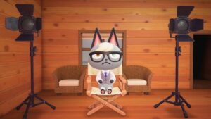 Raymond sitting in Animal Crossing: New Horizons