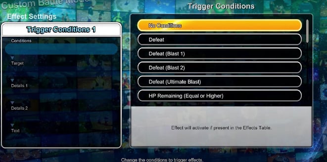 Sparkling ZERO Trigger Conditions