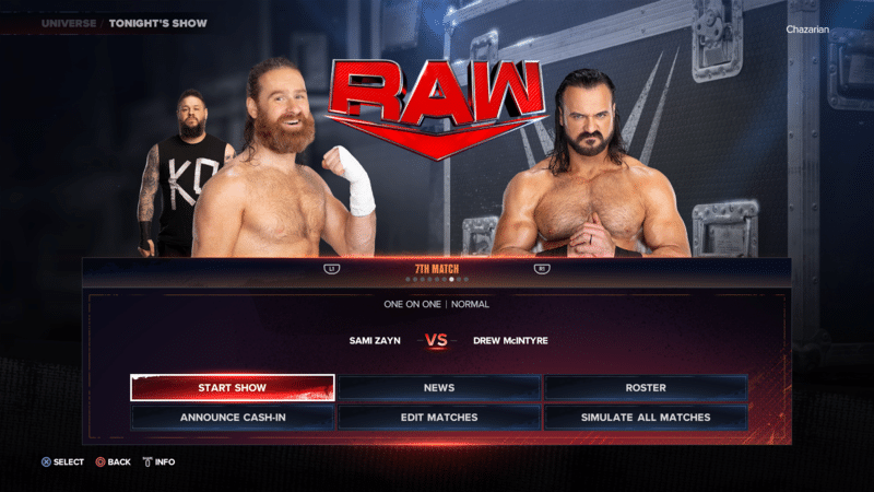 WWE 2k24 Universe Mode Screen