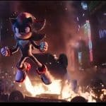 Shadow The Hedgehog, mid-flight, in the new Sonic film.