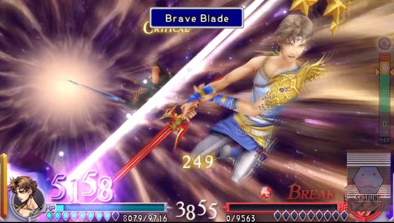 Bartz attacking with the Brave Blade in Dissidia Final Fantasy