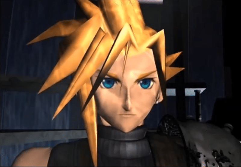 Cloud Strife in a CGI cutscene from Final Fantasy VII for the PlayStation