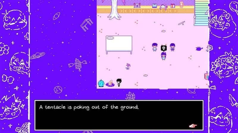 Screenshot of Abbi's tentacle in the first room of Headspace in Omori