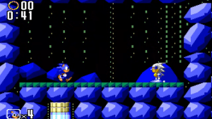 Silver Sonic, the predecessor to Metal Sonic, in the Master System version of Sonic the Hedgehog 2