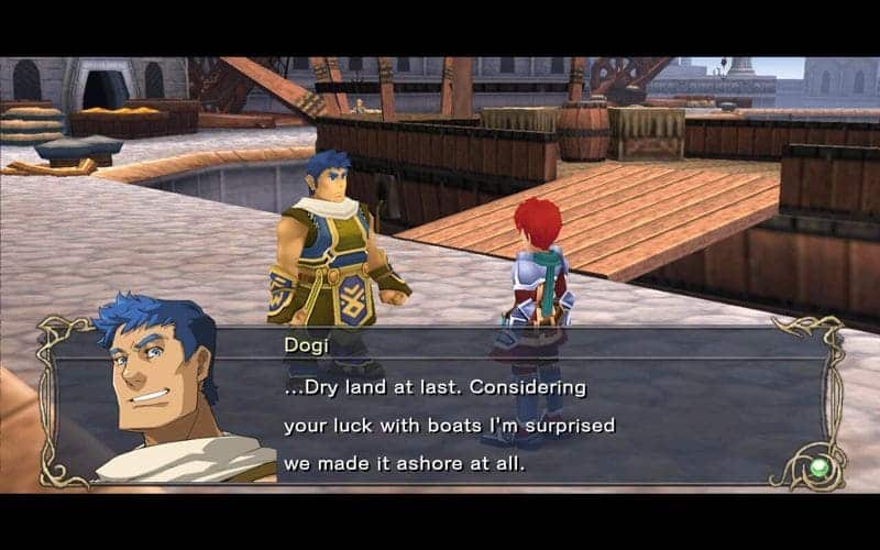 Adol and Dogi arriving in Altago in Ys 7