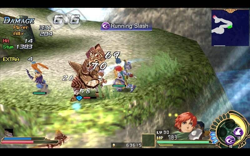 Combat gameplay in Ys Seven