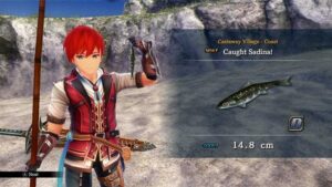 Adol Christin fishing in Ys 8: Lacrimosa of Dana