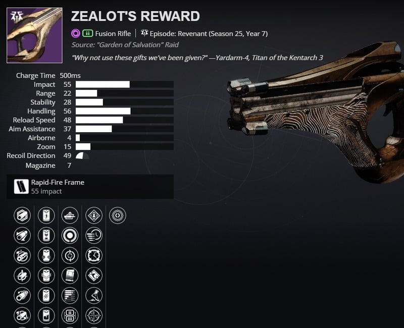 Destiny 2, Zealot's Reward