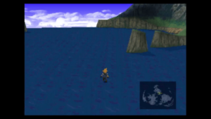 A glitch allowing Cloud to walk on the ocean in Final Fantasy 7