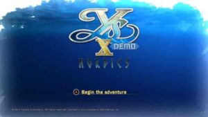 Screenshot of the title screen for Ys 10: Nordics' demo