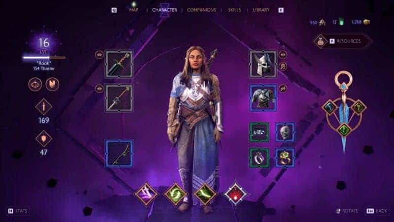 The equipment screen in Dragon Age The Veilguard
