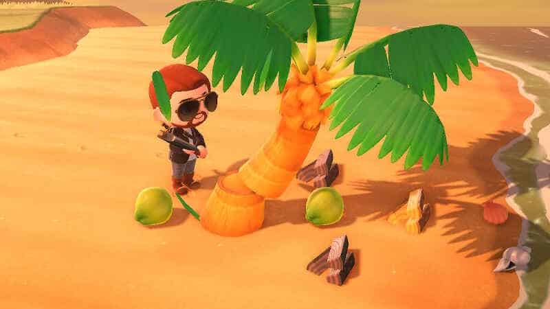 axe cutting down coconut tree animal crossing new horizons