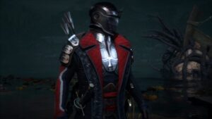 An outfit in Dragon Age The Veilguard that promotes Bioware's work on the upcoming Mass Effect 5