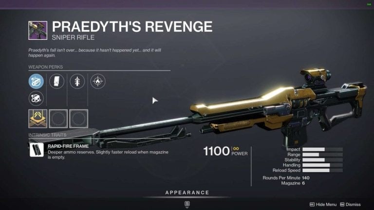 Destiny 2 Praedyth's Revenge god roll