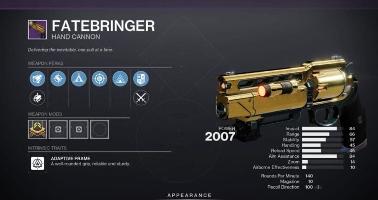 Destiny 2 Fatebringer god roll
