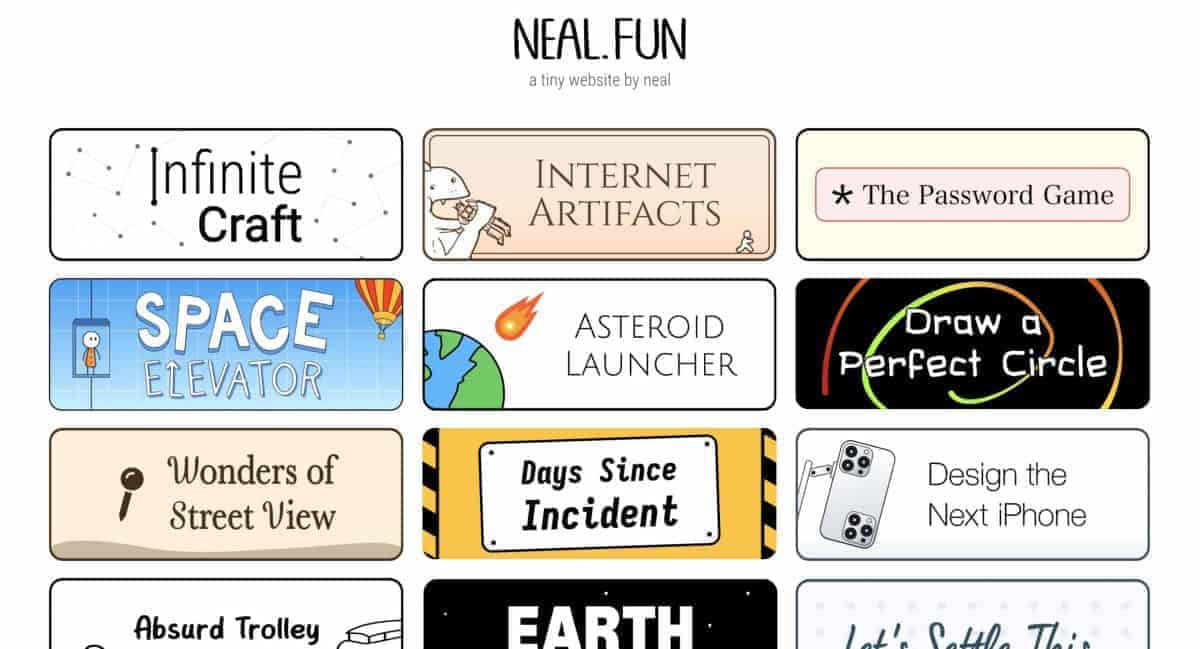 Neal.fun: the website to cure your boredom