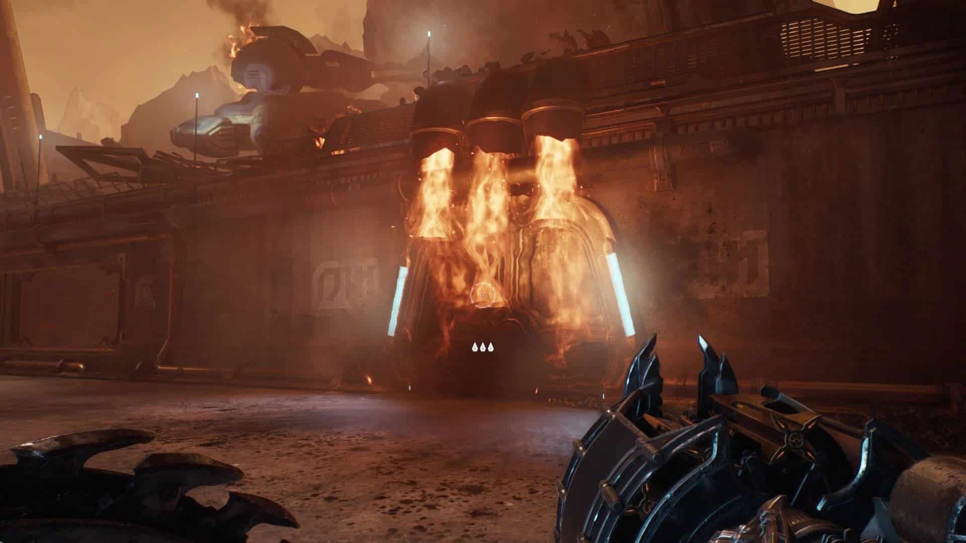 Fire door in the Hebeth mission in Doom: The Dark Ages.