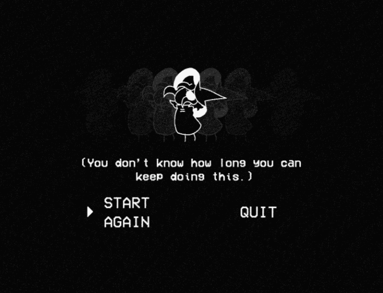 Promotional screenshot of Siffrin on the game over screen of In Stars and Time