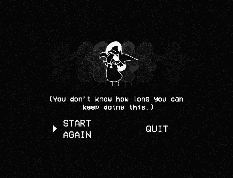 Promotional screenshot of Siffrin on the game over screen of In Stars and Time