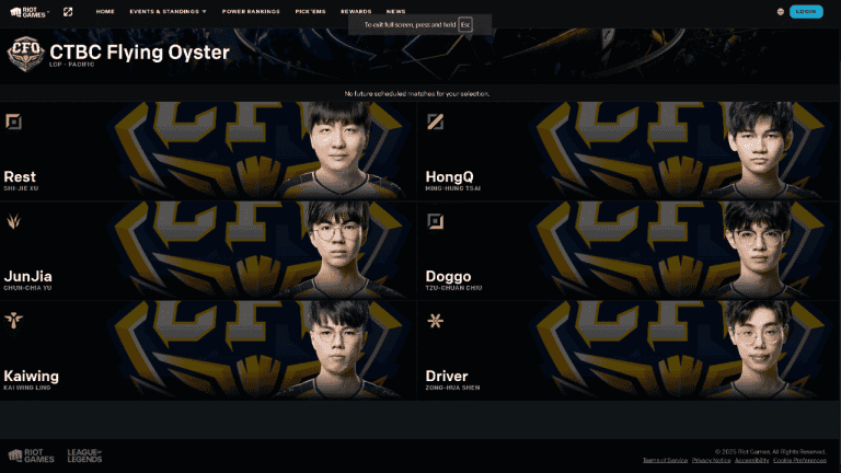 MSI CTBC Flying Oyster Roster