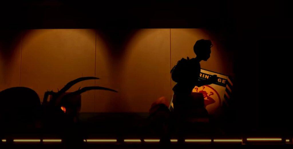 The Masked Stranger. A kid is running from a spider.