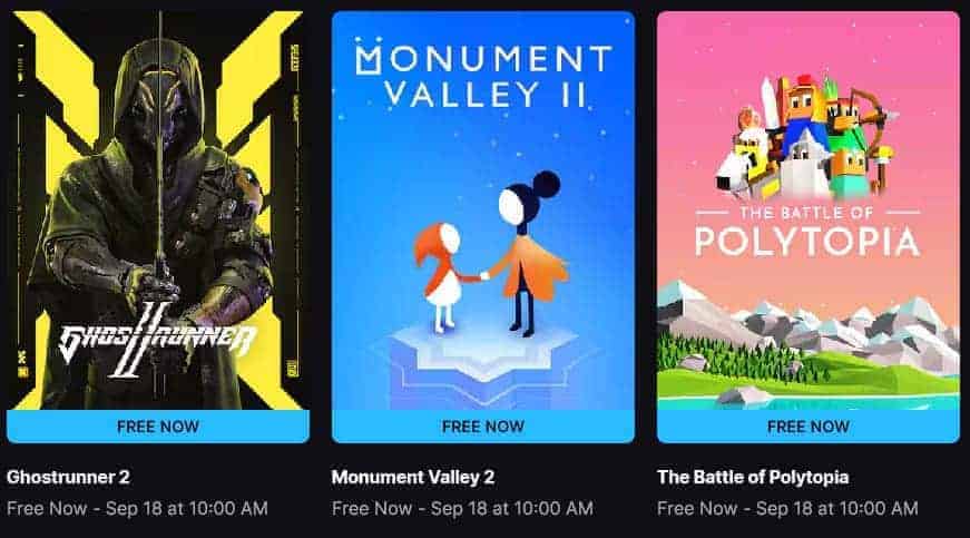 Epic Games Store Free Games Sep 11 - Sep 18