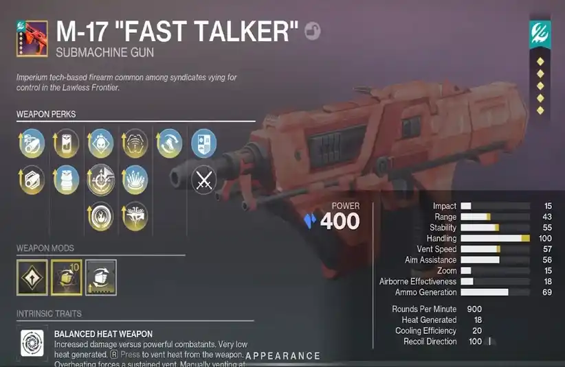 Destiny 2: Renegades M-17 Fast Talker