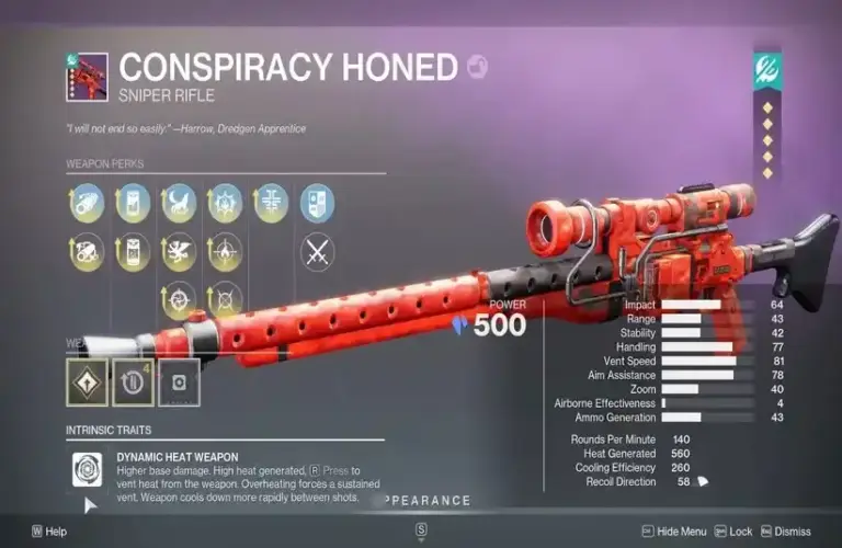 Conspiracy Honed God Roll Guide in Destiny 2