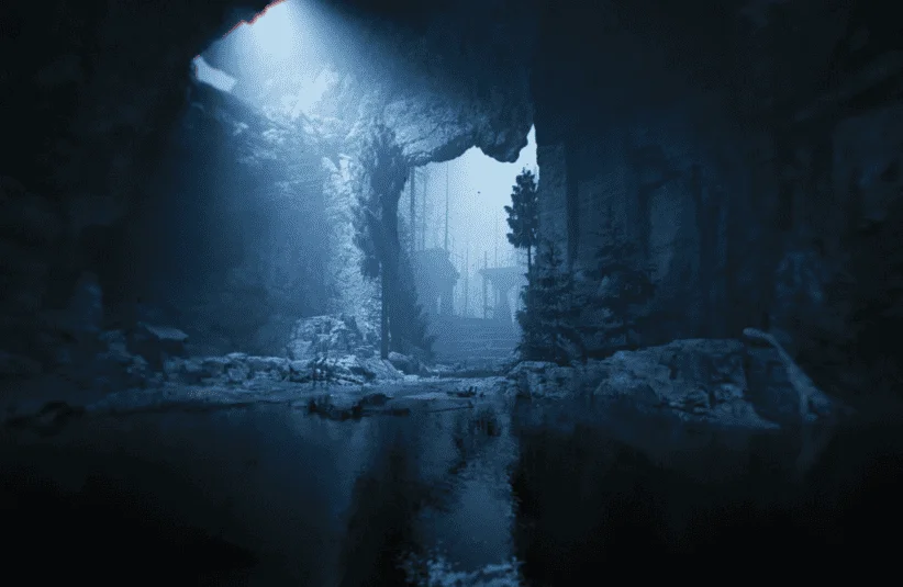 Lucid Falls, debut game by Eldamar Studio, featured on Day of the Devs 2025 Steam event, locked into a lucid dream devolving into a nightmare, Unreal Engine, reality bending and manipulation of physics, landscape shots