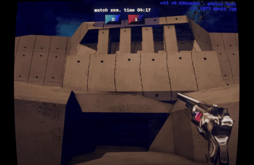 No Players Online, analogy horror game about playing Capture the Flag on an abandoned PC gaming server, but you're not playing alone, haunting, Beeswax Games, Black Lantern Collective, late 90s/early 2000s first person shooter lo-fi graphics, deep lore, team base in Capture the Flag server