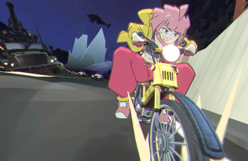 Unbeatable, 2D-3D mixed, anime-influenced game, music is illegal, play to rebel, action adventure, Beat running from the law