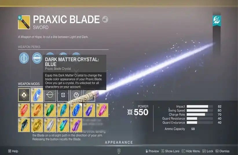 Customize the Praxic Blade in Destiny 2: Renegades