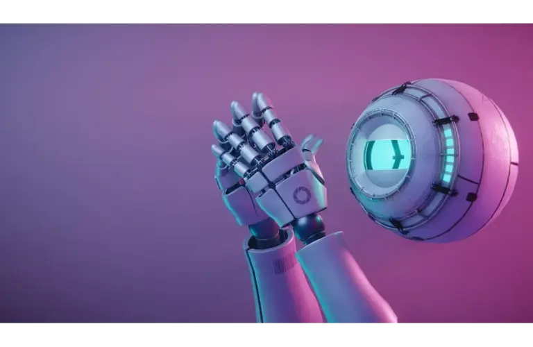 Cloudhead Games' mascot, a floating sphere that holds its hands together in a steepled action, looking smug, against a purple backdrop.