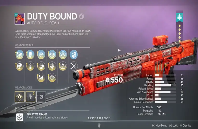 Screenshot of Duty Bound in Destiny 2