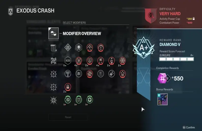GM Exodus Crash Modifiers in Destiny 2