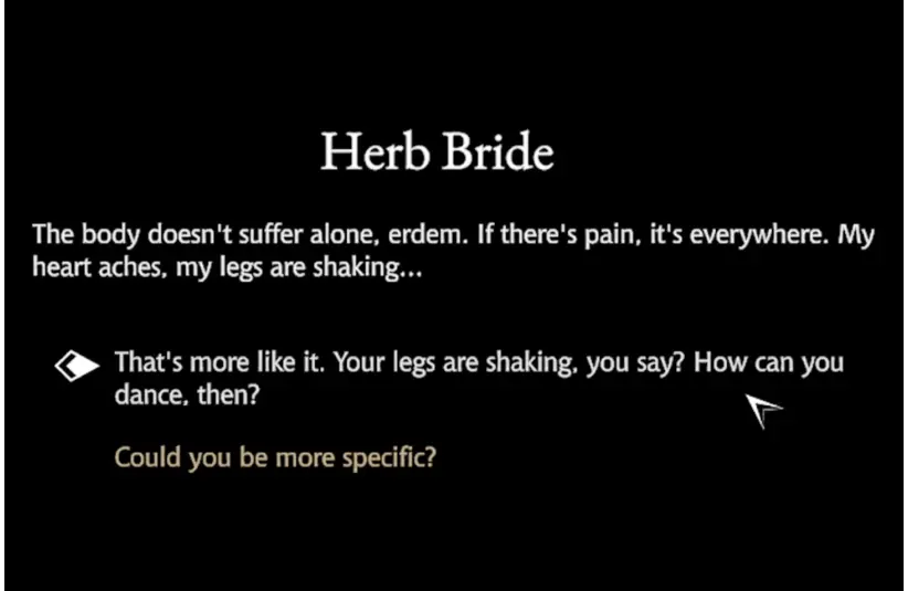 Pathologic 3 Herb Bride's dialogue gives hints into you symptoms