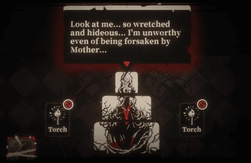 Roots Devour allows you to use humans as food or as followers, woman saying she isn't worthy of Mother