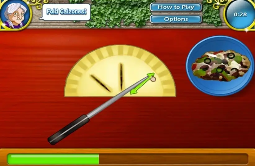 Preparing calzone in Cooking Academy 2