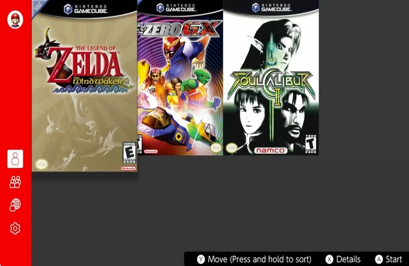 The GameCube menu from Nintendo Switch Online