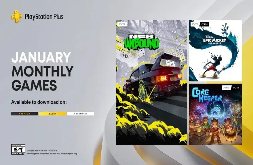 Image of the January 2026 PlayStation Plus Monthly Games