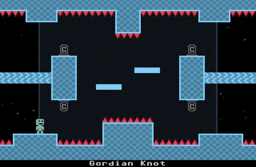 A spike puzzle in VVVVVV, one of the greatest platformers of all time.